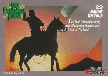 1994 Wheels Harry Gant - 33 Karat Gold #29 Bandit On Tour Back