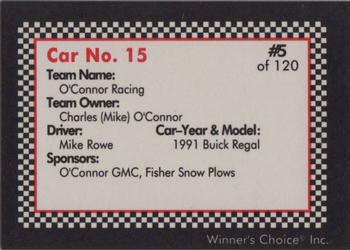 1991 Winner's Choice New England #5 Mike Rowe's Car Back
