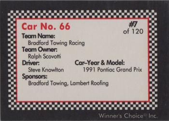 1991 Winner's Choice New England #7 Steve Knowlton's Car Back