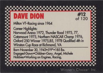 1991 Winner's Choice New England #12 Dave Dion Back