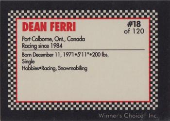 1991 Winner's Choice New England #18 Dean Ferri Back