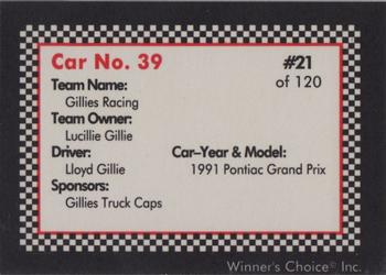 1991 Winner's Choice New England #21 Lloyd Gillie's Car Back