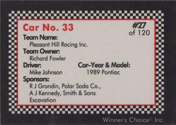 1991 Winner's Choice New England #27 Mike Johnson's Car Back