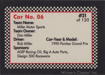 1991 Winner's Choice New England #31 Rick Miller's Car Back