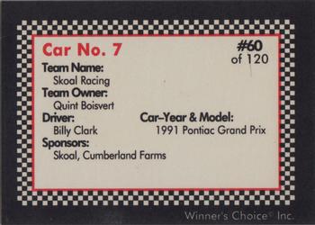 1991 Winner's Choice New England #60 Billy Clark's Car Back