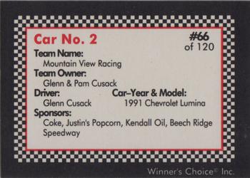 1991 Winner's Choice New England #66 Glenn Cusack's Car Back