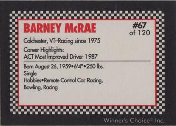 1991 Winner's Choice New England #67 Barney McRae Back