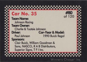 1991 Winner's Choice New England #80 Paul Johnson's Car Back
