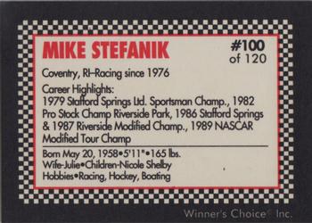 1991 Winner's Choice New England #100 Mike Stefanik Back