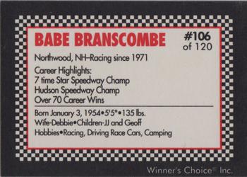 1991 Winner's Choice New England #106 Babe Branscombe Back