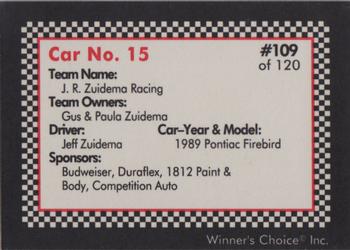 1991 Winner's Choice New England #109 Jeff Zuidema's Car Back