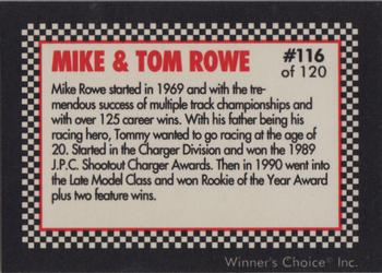 1991 Winner's Choice New England #116 Mike Rowe/Tom Rowe Back