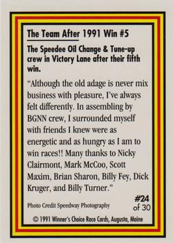 1991 Winner's Choice Ricky Craven #24 Ricky Craven Back
