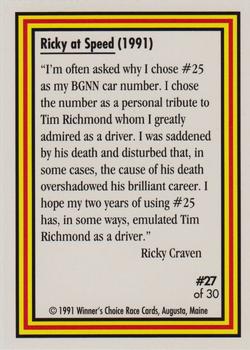 1991 Winner's Choice Ricky Craven #27 Ricky Craven's Car Back