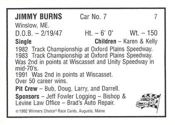 1992 Winner's Choice Mainiac #7 Jimmy Burns Back