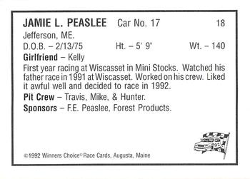 1992 Winner's Choice Mainiac #18 Jaime Peaslee Back