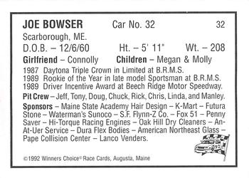 1992 Winner's Choice Mainiac #32 Joe Bowser Back
