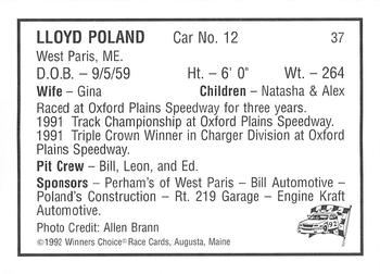 1992 Winner's Choice Mainiac #37 Lloyd Poland Back