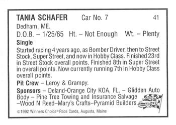 1992 Winner's Choice Mainiac #41 Tania Schafer Back