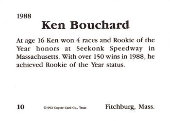 1992 Coyote Card Company Rookies #10 Ken Bouchard Back
