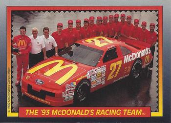 1992 Maxx McDonald's Racing Team Debut #NNO McDonald's Racing Team Front