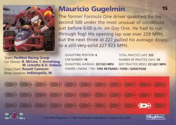 1996 SkyBox Indy 500 #15 Mauricio Gugelmin Back