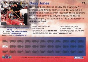 1996 SkyBox Indy 500 #41 Davy Jones Back