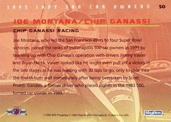 1996 SkyBox Indy 500 #50 Joe Montana / Chip Ganassi Back