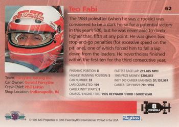 1996 SkyBox Indy 500 #62 Teo Fabi Back