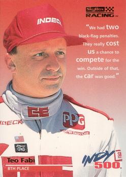 1996 SkyBox Indy 500 #62 Teo Fabi Front