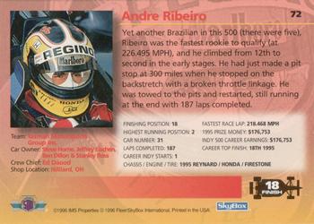 1996 SkyBox Indy 500 #72 Andre Ribeiro Back