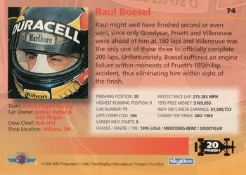 1996 SkyBox Indy 500 #74 Raul Boesel Back