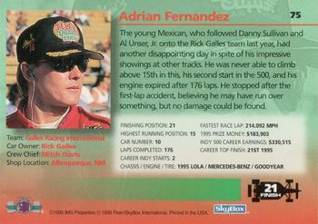 1996 SkyBox Indy 500 #75 Adrian Fernandez Back