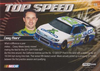 2012 Press Pass Ignite - Color Proof Black #55 Casey Mears' car Back
