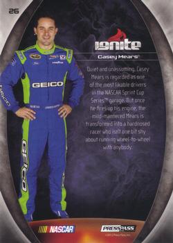 2012 Press Pass Ignite - Color Proof Yellow #26 Casey Mears Back