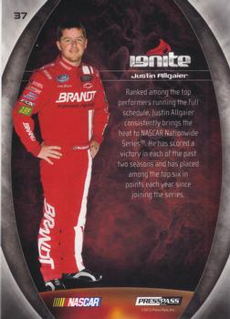 2012 Press Pass Ignite - Color Proof Yellow #37 Justin Allgaier Back