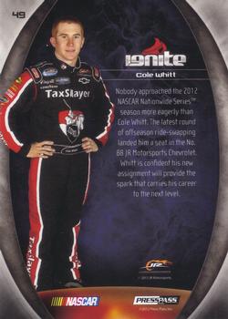 2012 Press Pass Ignite - Color Proof Yellow #49 Cole Whitt Back