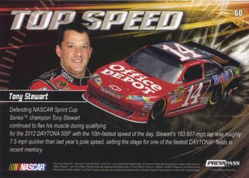 2012 Press Pass Ignite - Color Proof Yellow #60 Tony Stewart's car Back