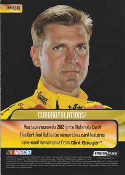 2012 Press Pass Ignite - Materials Red #IM-CB Clint Bowyer Back