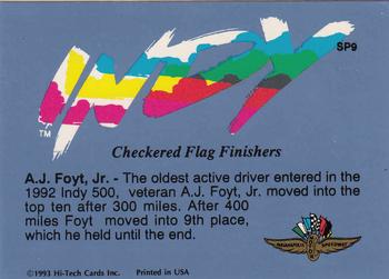 1993 Hi-Tech Indy - Checkered Flag Finishers #SP9 A.J. Foyt Back
