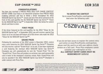 2012 Press Pass - Cup Chase #CCR 3 Kevin Harvick Back