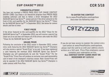 2012 Press Pass - Cup Chase #CCR 5 Kurt Busch Back