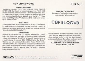 2012 Press Pass - Cup Chase #CCR 6 Tony Stewart Back