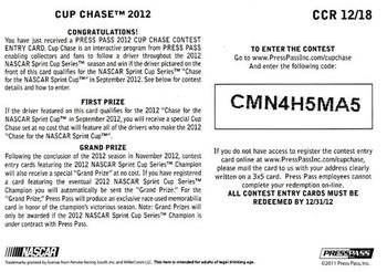 2012 Press Pass - Cup Chase #CCR 12 Brad Keselowski Back