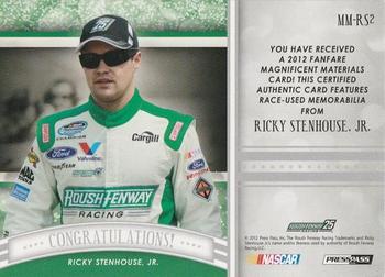 2012 Press Pass Fanfare - Magnificent Materials Silver #MM-RS2 Ricky Stenhouse Jr. Back