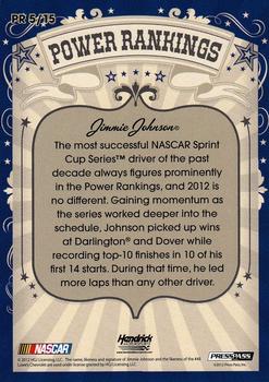 2012 Press Pass Fanfare - Power Rankings #PR 5 Jimmie Johnson Back