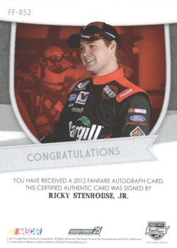 2012 Press Pass Fanfare - Autographs Silver #FF-RS2 Ricky Stenhouse Jr. Back