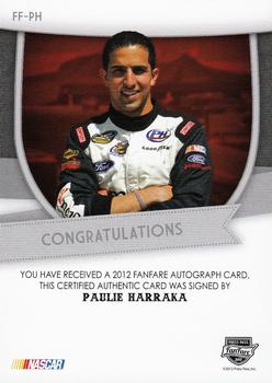 2012 Press Pass Fanfare - Autographs Gold #FF-PH Paulie Harraka Back