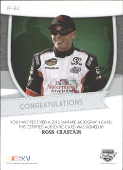2012 Press Pass Fanfare - Autographs Gold #FF-RC Ross Chastain Back