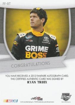 2012 Press Pass Fanfare - Autographs Gold #FF-RT Ryan Truex Back
